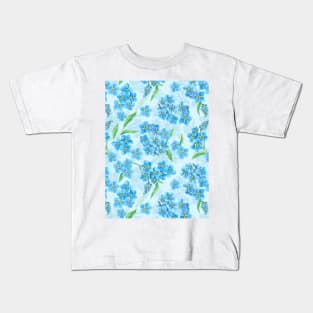 Forget me not watercolor flowers on light blue Kids T-Shirt